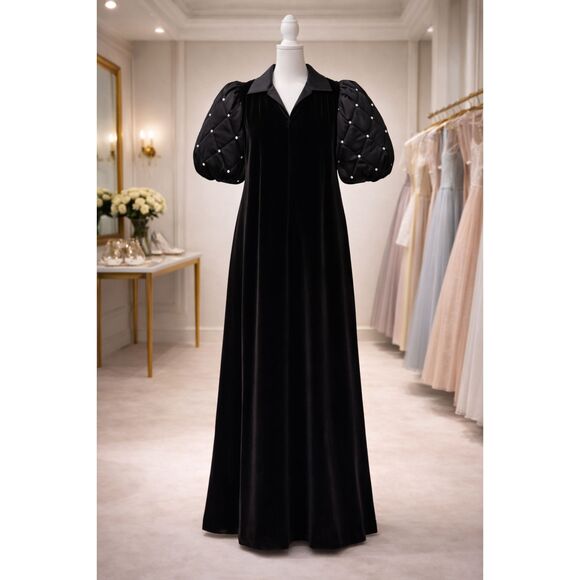 VTG David Brown Saks Fifth Ave Velvet Opera Maxi Gown Old Hollywood Couture L - Picture 3 of 14